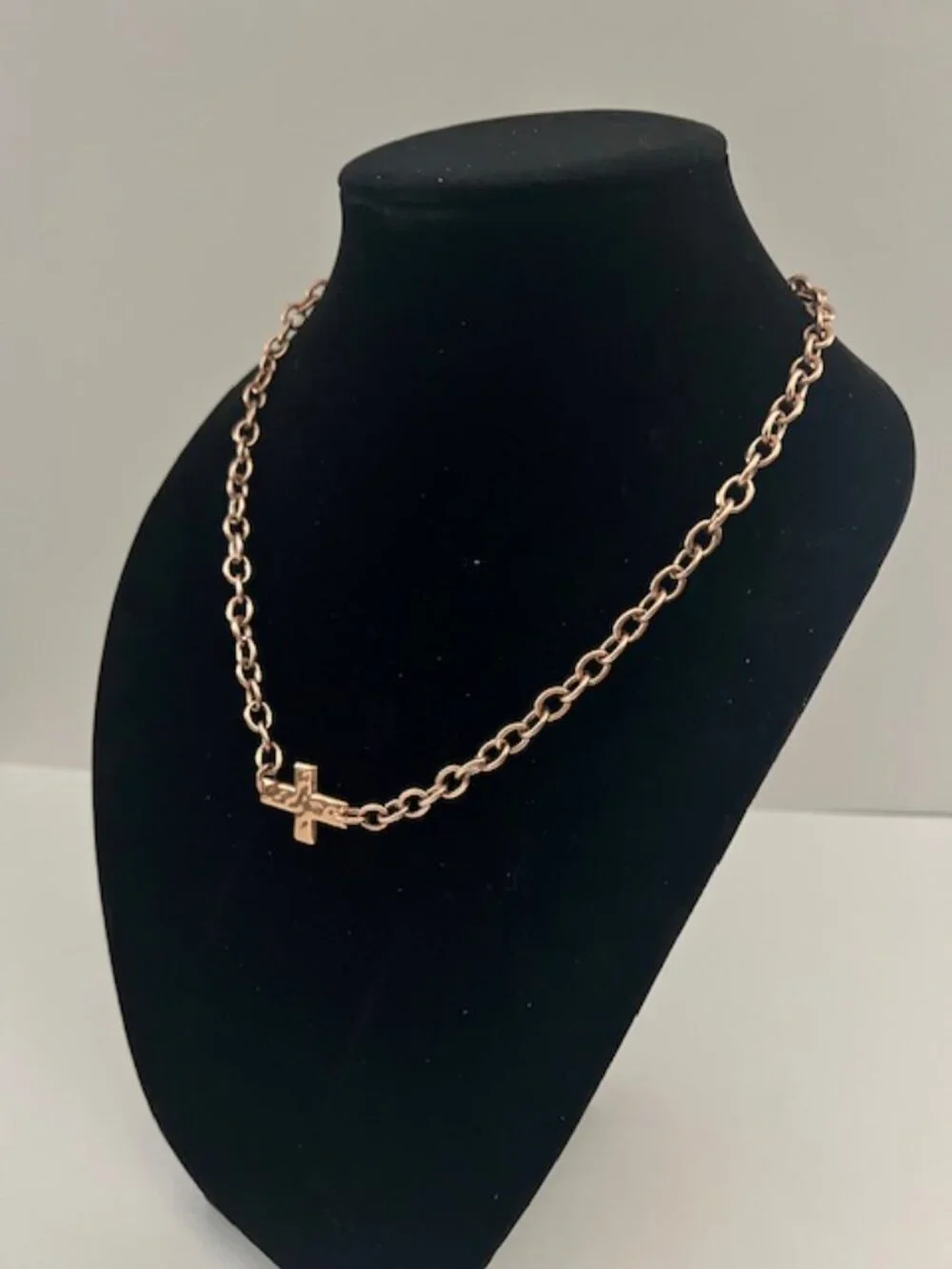 Katia Designs "Have Faith" Cross Gold Chain Choker Necklace (Retired New) - Picture 2 of 4